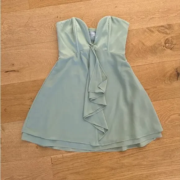 green emerald velvet dress Embellished Wrap Over A-Line Mini Dress in Mint - 2